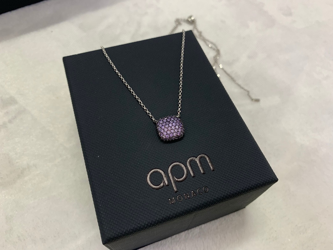 APm Monaco紫色方形调节项链个性时尚饰品生日礼物。