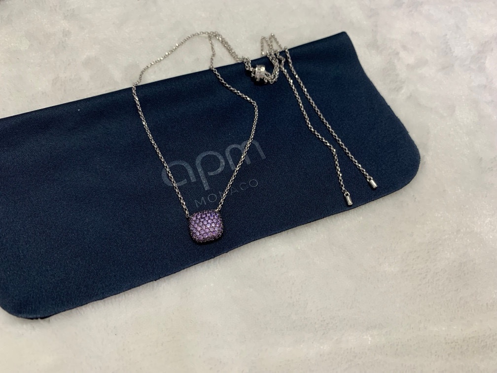 APm Monaco紫色方形调节项链个性时尚饰品生日礼物。