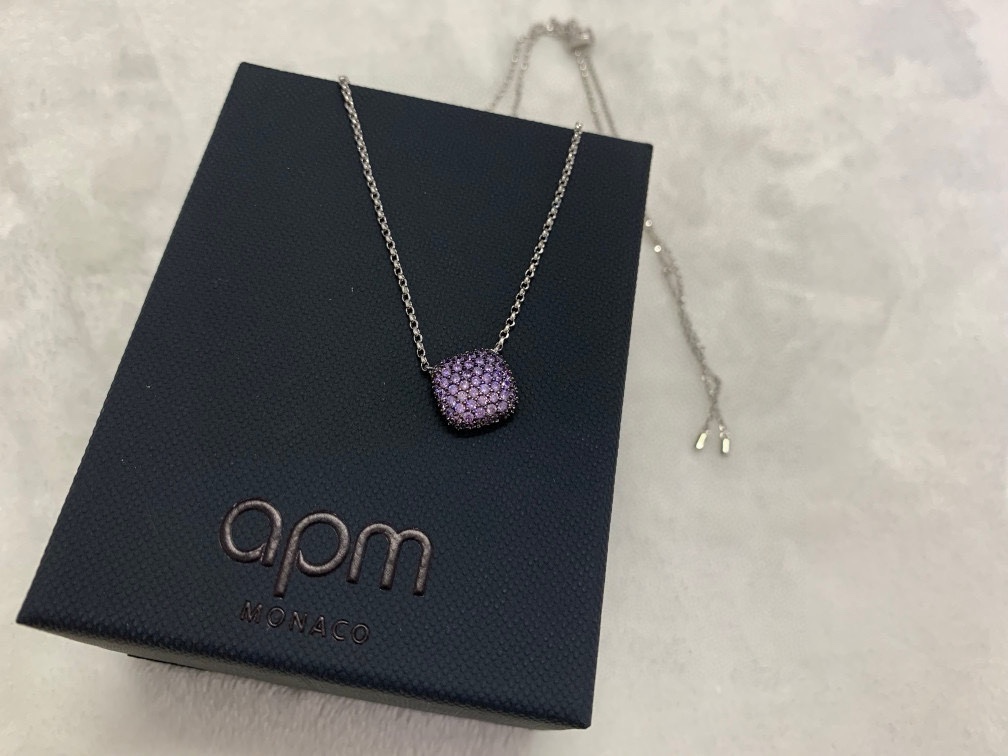 APm Monaco紫色方形调节项链个性时尚饰品生日礼物。
