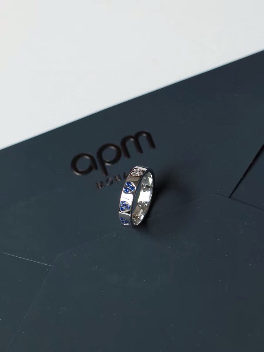 p275 Apm Blue Silver Heart Ring Lovers Personally Against Romantic New Grail Birthday Gift。 - 图片 4