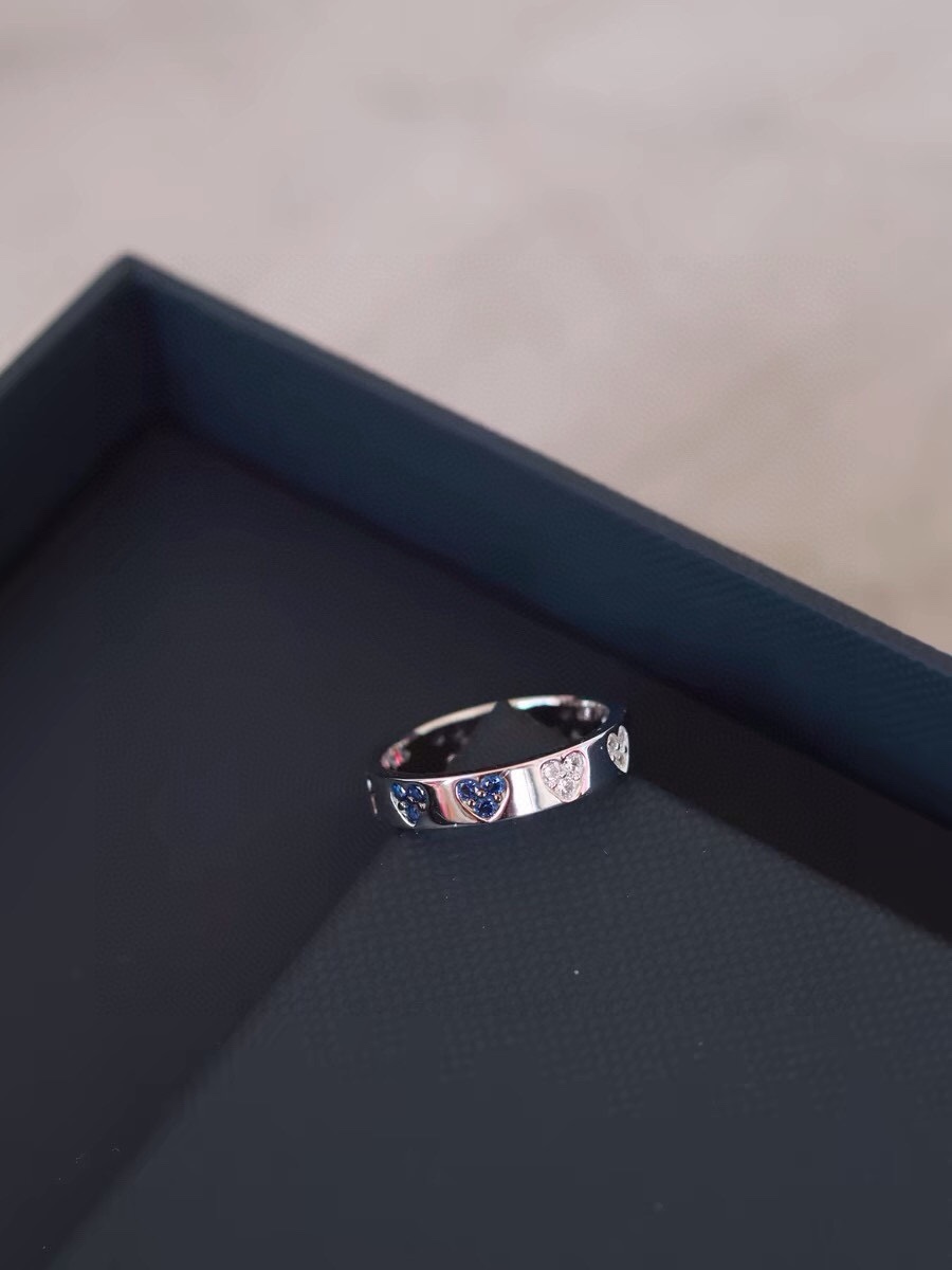 p275 Apm Blue Silver Heart Ring Lovers Personally Against Romantic New Grail Birthday Gift。 - 图片 3