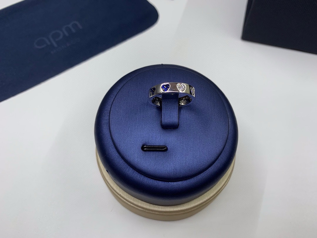 p275 Apm Blue Silver Heart Ring Lovers Personally Against Romantic New Grail Birthday Gift。 - 图片 5