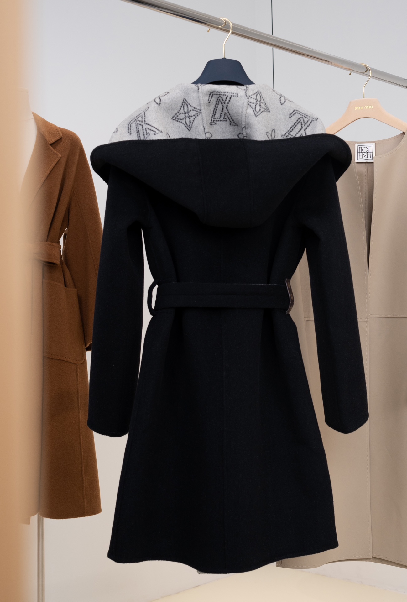 Monogram Wool-Silk Blend Wrap Coat with Leather Trim - Classic Elegance 3 i1735179925 3173 2