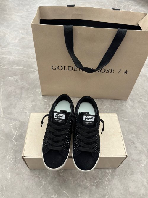 Golden Goose Superstar Black Sneakers with Rhinestone Embellishments 1 Golden Goose Superstar Black Sneakers with Rhinestone Embellishments