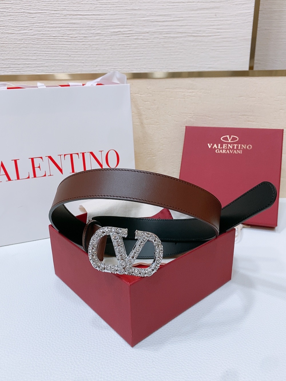 [Valentino Belts] Valentino VLOGOSIGNATURE Decorated with Swarovski imitatio