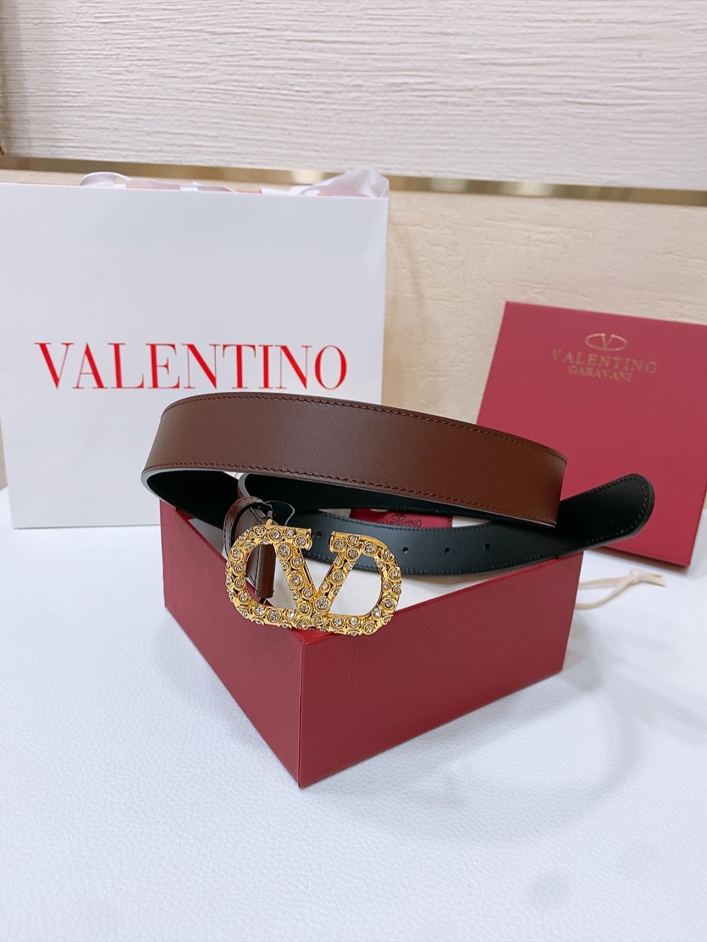 [Valentino Belts] Valentino VLOGOSIGNATURE Decorated with Swarovski imitatio