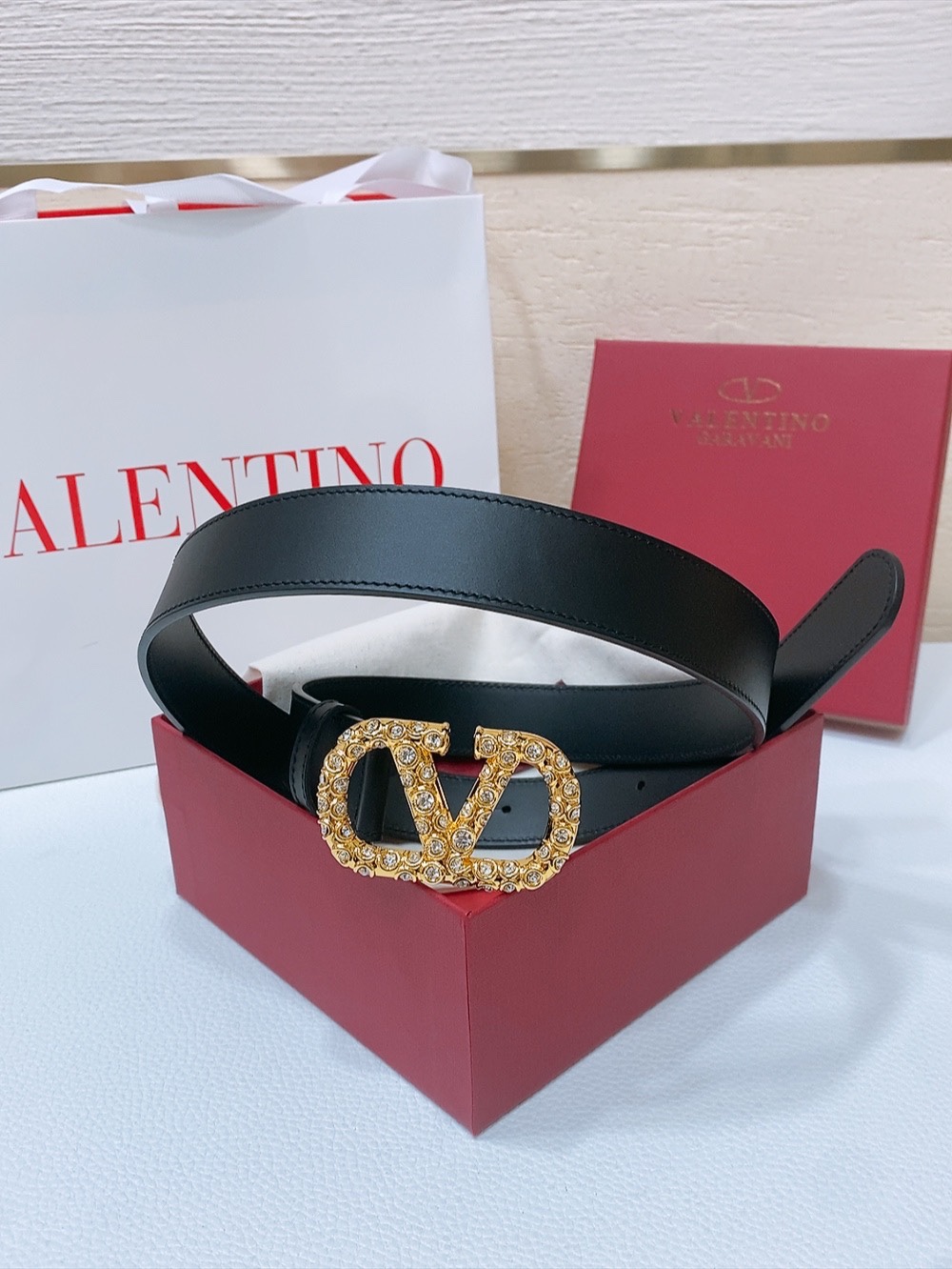 [Valentino Belts] Valentino VLOGOSIGNATURE Decorated with Swarovski imitatio