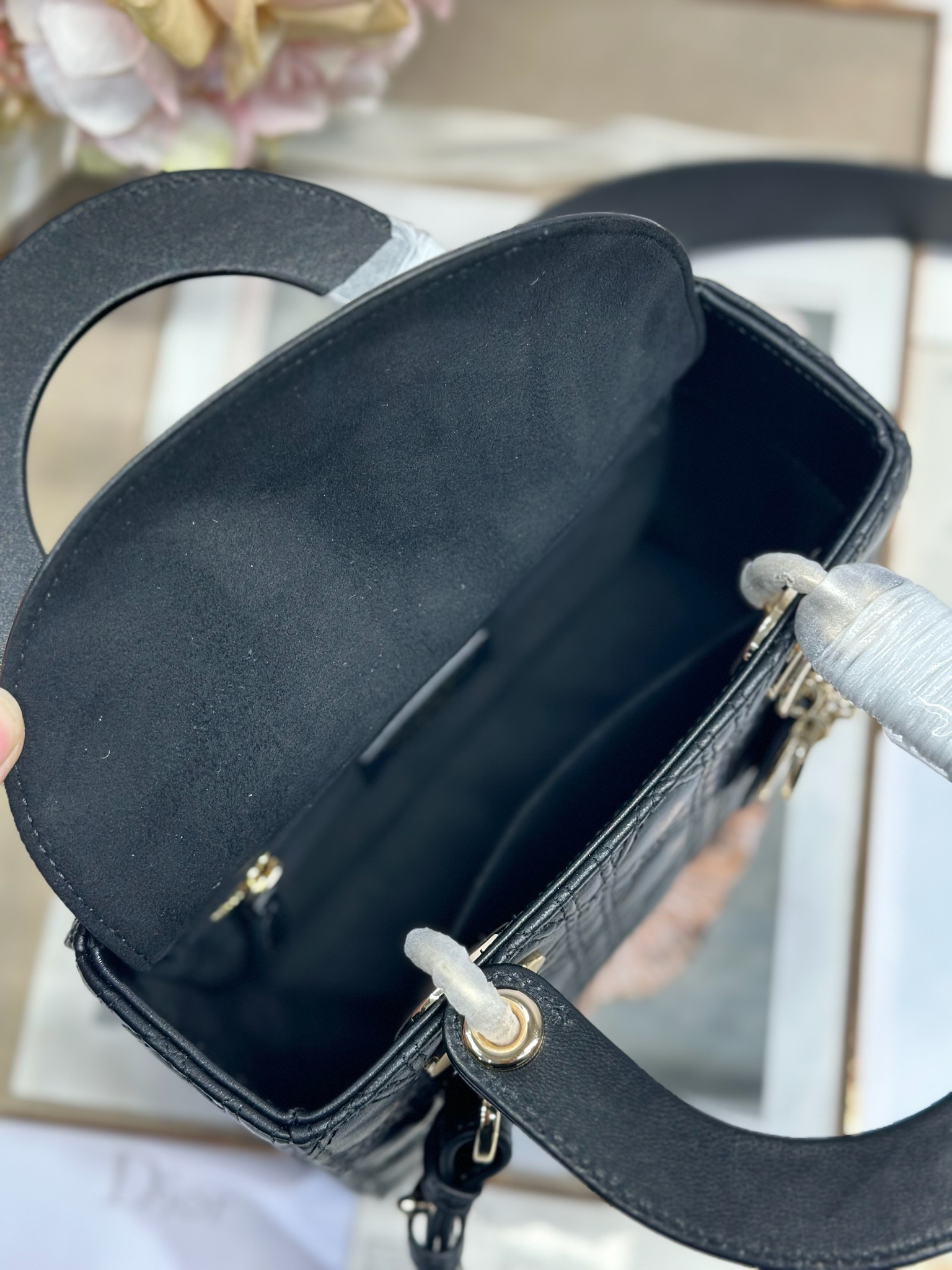 Lady Dior My ABCDior Bag, Small, Black Lambskin, Cannage Stitching 9 i1735477219 3569 7
