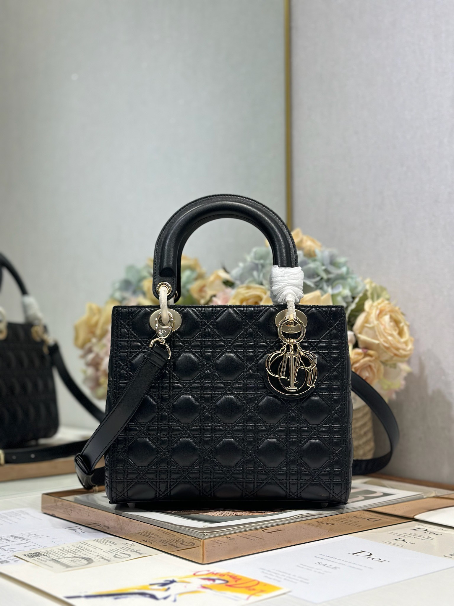 Lady Dior Black Lambskin Cannage Stitching Handbag - Icon Style & Craftsmanship 7 i1735477582 8955 6