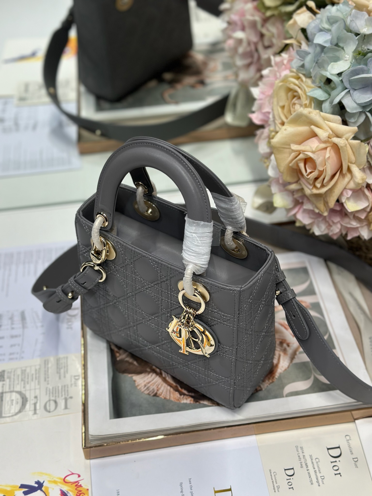 Lady Dior My ABCDior Bag, Gray Lambskin with Cannage Stitching, Small Size 4 i1735477998 1284 2
