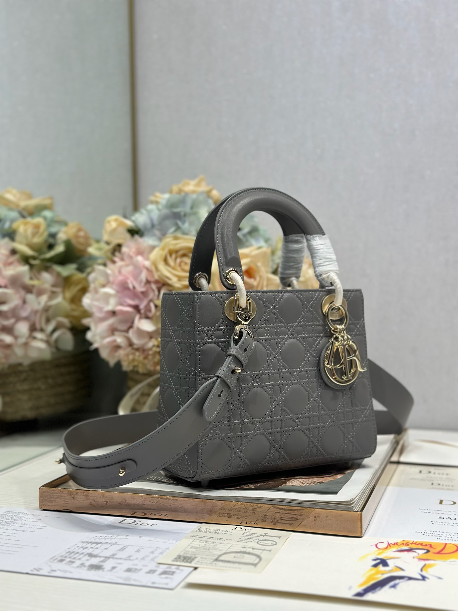 Lady Dior My ABCDior Bag, Gray Lambskin with Cannage Stitching, Small Size 3 i1735477998 7844 1