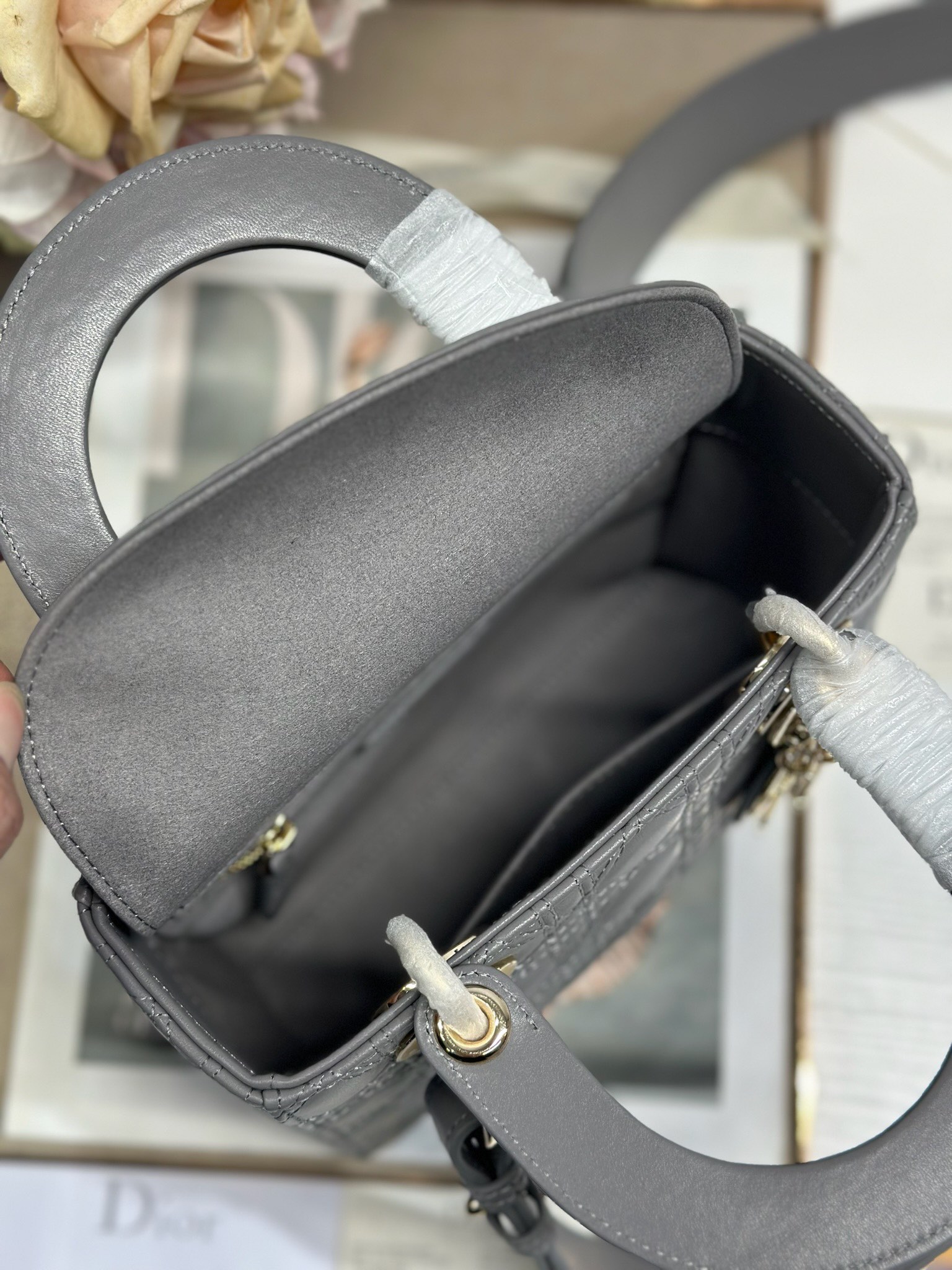 Lady Dior My ABCDior Bag, Gray Lambskin with Cannage Stitching, Small Size 9 i1735477998 837 7