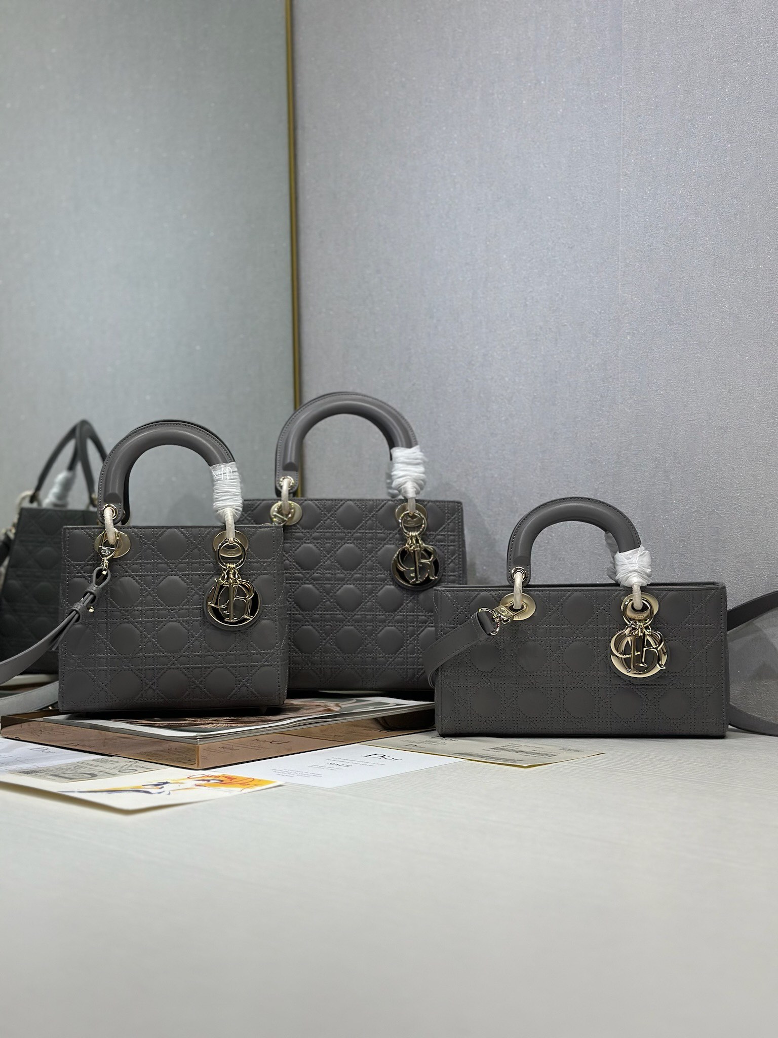 Lady Dior Gray Lambskin Cannage Stitching Handbag - Iconic Elegance 2 i1735478152 4599 0