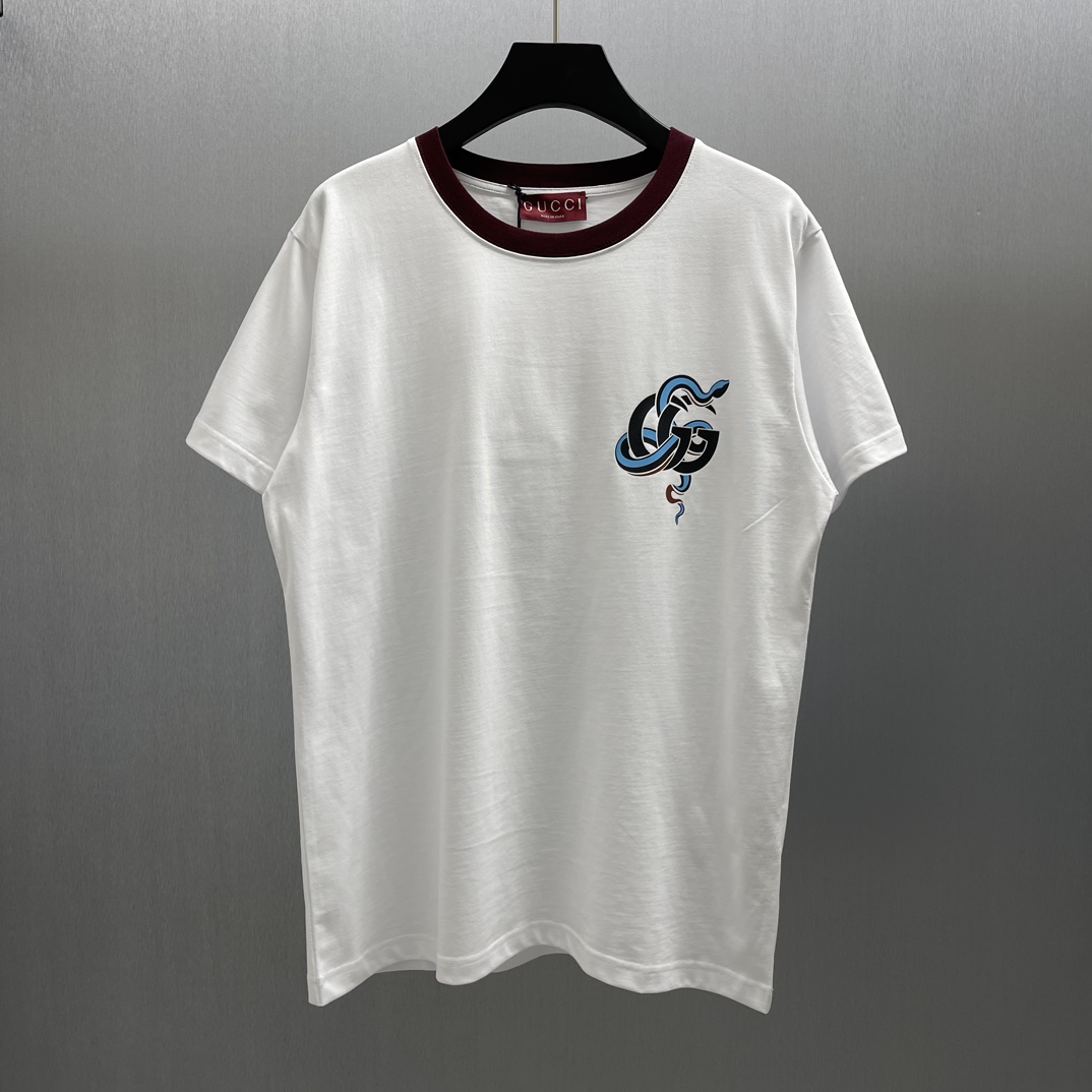 🧧Gu*ci artículo especial de Año Nuevo, edición limitada CNY, camiseta de manga corta con logo de serpiente entrelazada…