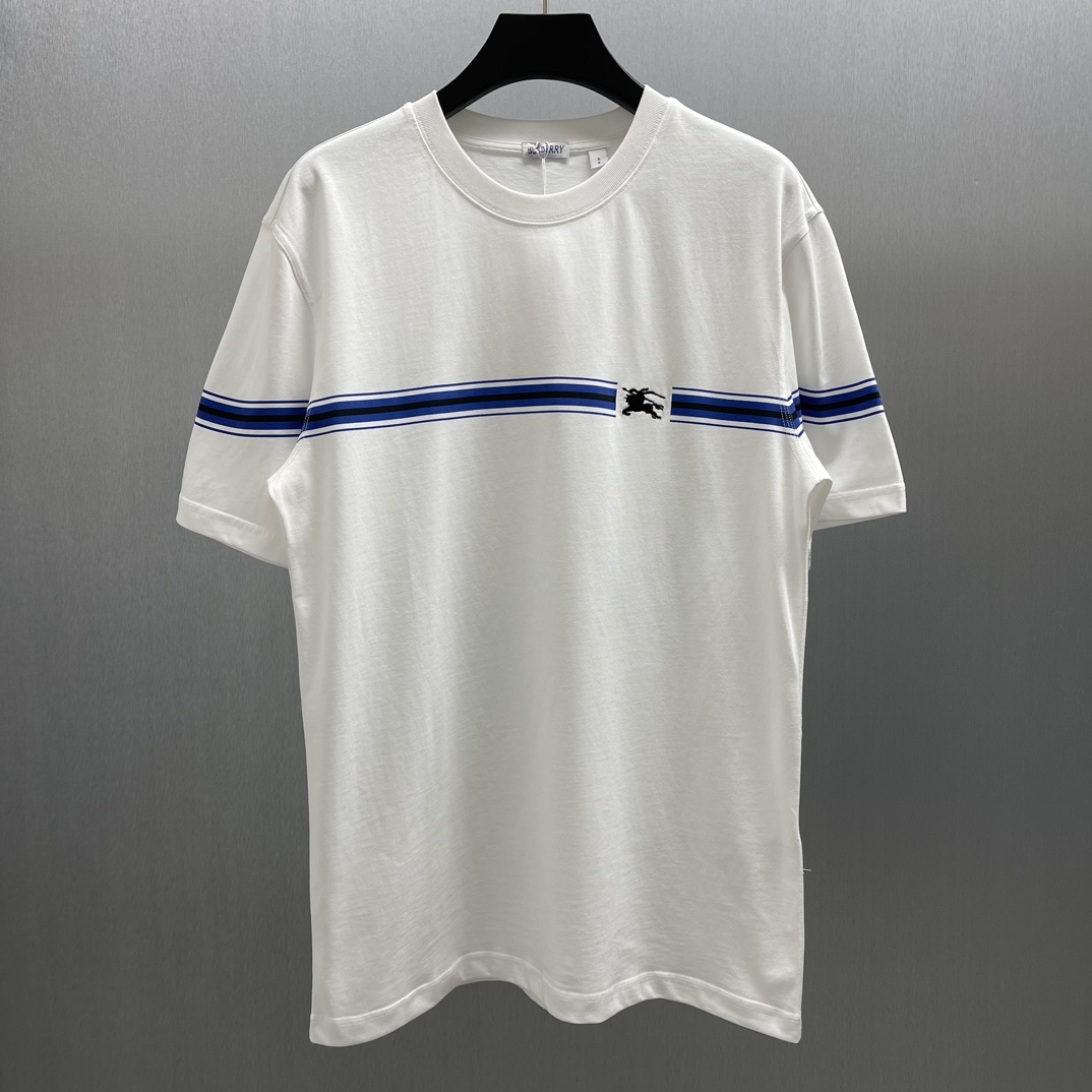🧧BBR Camiseta de algodón con rayas. Talla: S-XL. Camiseta de algodón de tejido plano, adornada con bordado del logotip…
