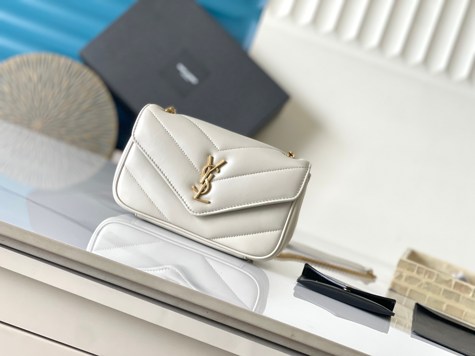 Lambskin Envelope Bag Herringbone Quilted Detachable Card Holder Sliding Chain