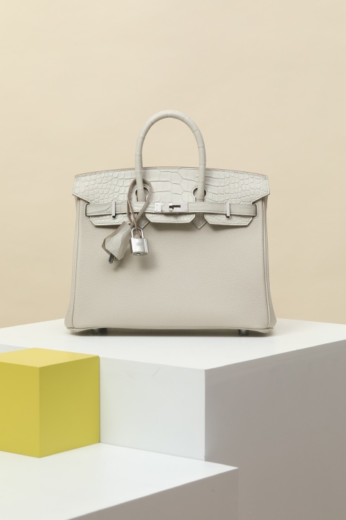 Elegant Birkin 25 Touch Handbag in Glacier White Togo & Matte Alligator 1 Elegant Birkin 25 Touch Handbag in Glacier White Togo & Matte Alligator