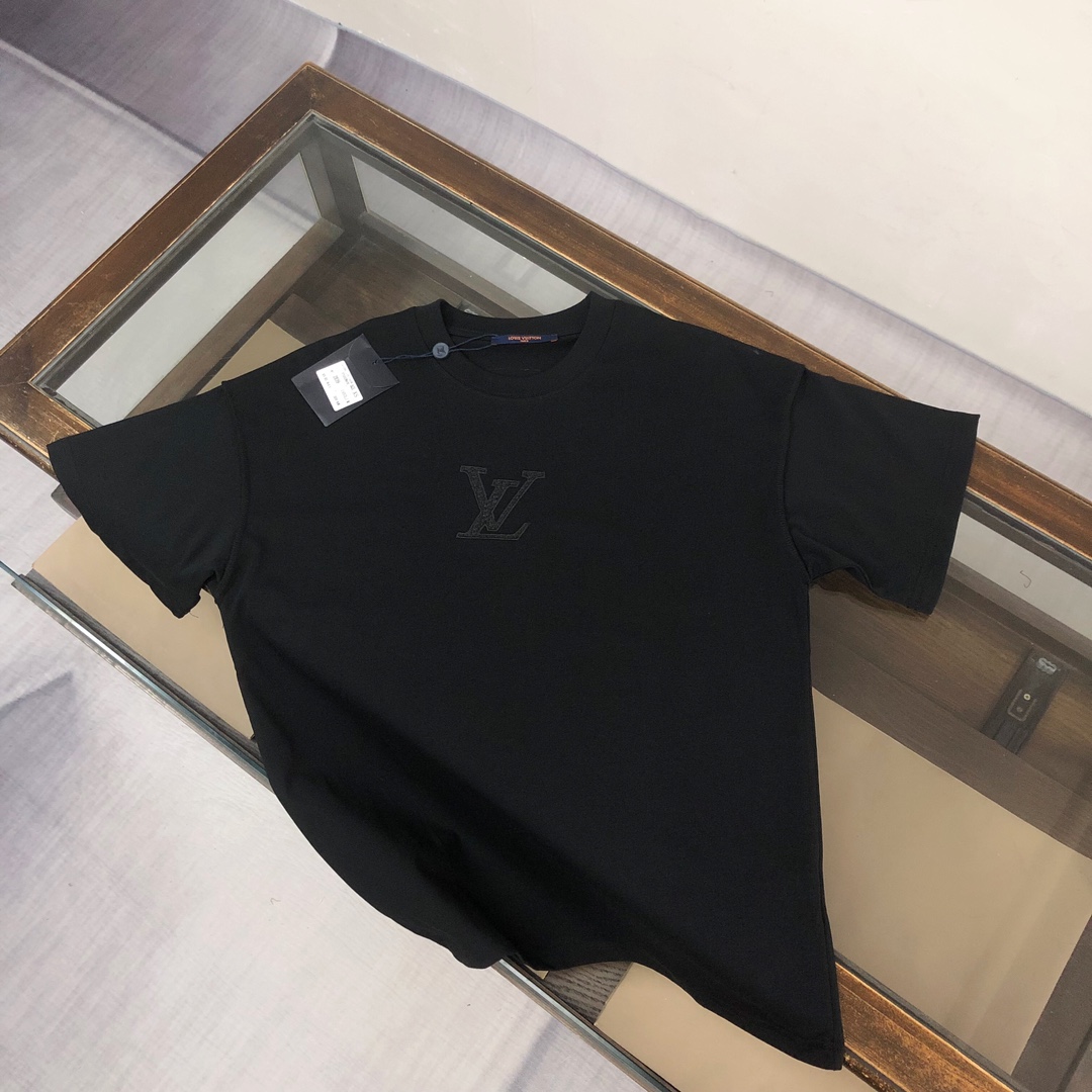 P75 Louis vuitton / LV 25ss Counter Camiseta de manga corta con cuello redondo del mismo estilo ~ Estilo de pareja ~ Di…