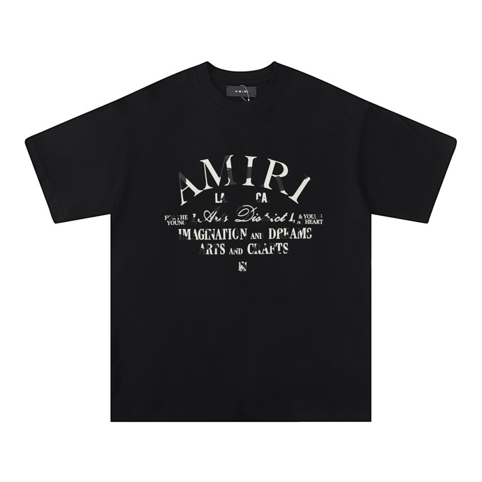 Amiri Men's Classic Logo Print Crew Neck T-Shirt Loose Fit Short Sleeve