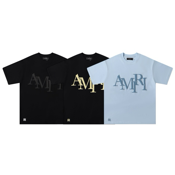 Amiri Men's/Women's 2025 Spring/Summer Logo Print Crewneck T-Shirt, Relaxed Fit