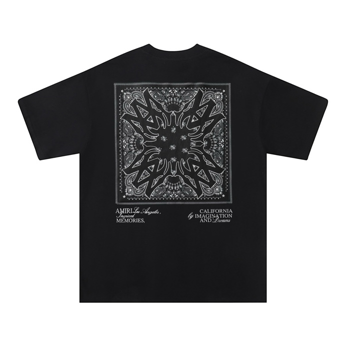 Amiri Men's Black Cotton T-Shirt With Bandana Graphic Print - Relaxed Fit