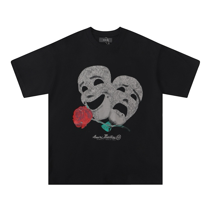 Amiri Theatre Mask Graphic Tee - Unisex Crewneck Short Sleeve T-Shirt