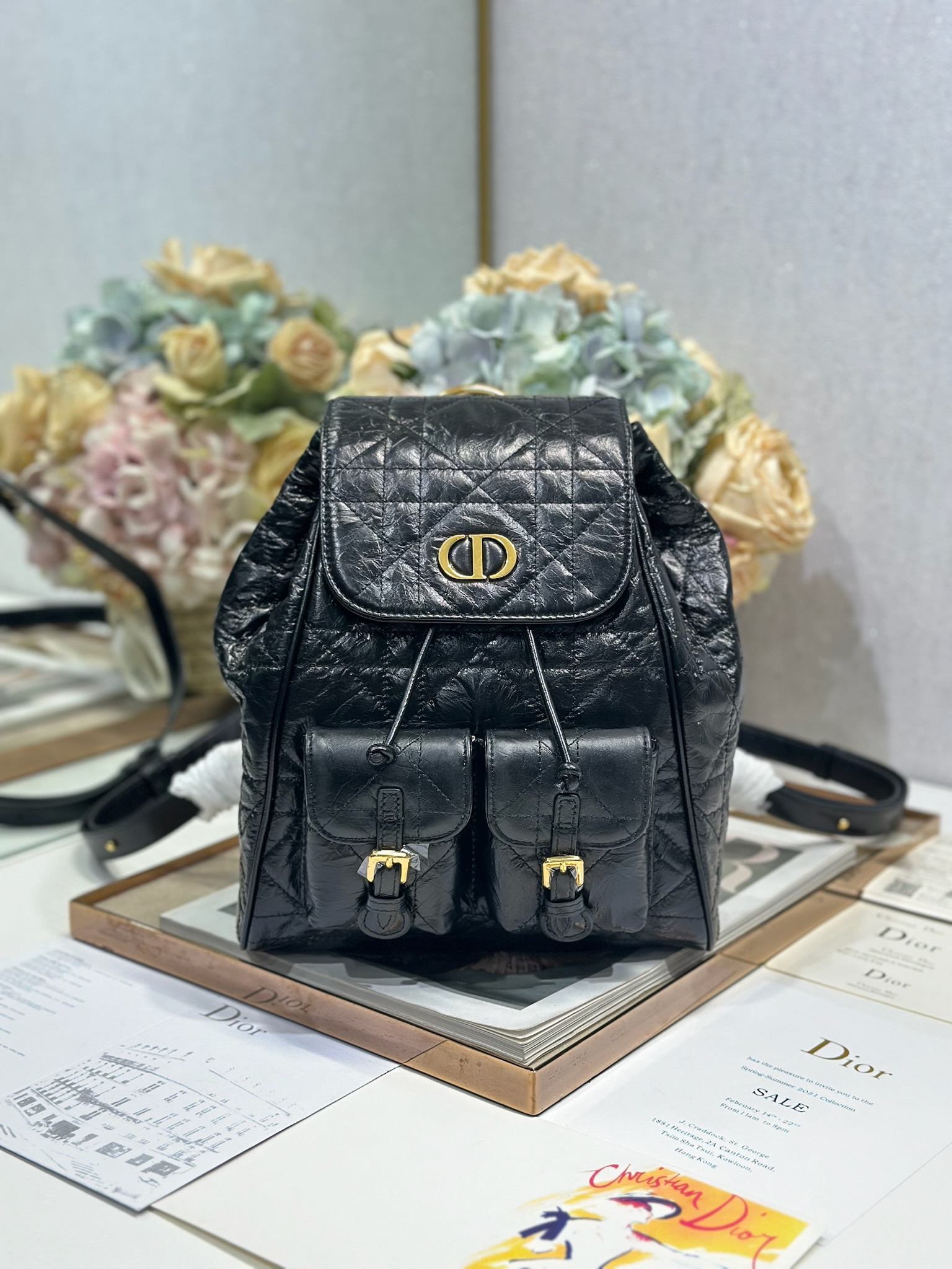 NO:213700,Medium Dior Caro Backpack 
