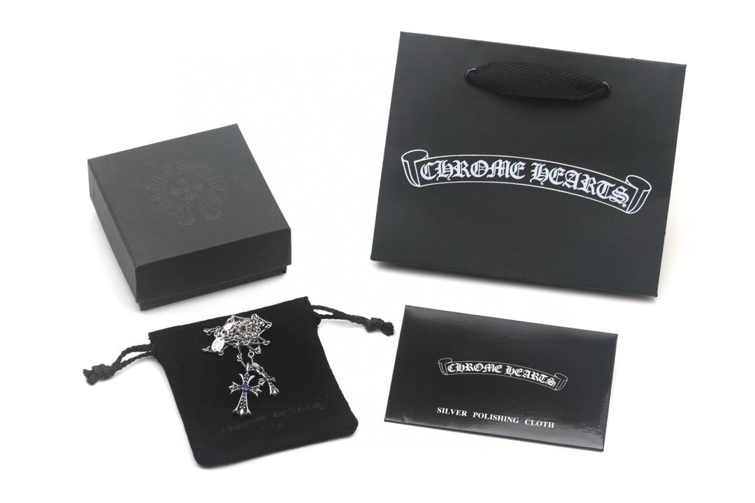 Chrome hearts 克罗心 做旧 蓝钻大小十字架项链 8