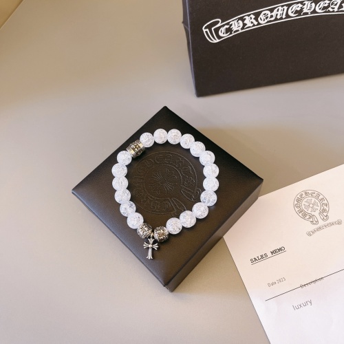 Chrome Hearts Natural Crystal Bead Bracelet with Silver Cross Charm 1 Chrome Hearts Natural Crystal Bead Bracelet with Silver Cross Charm