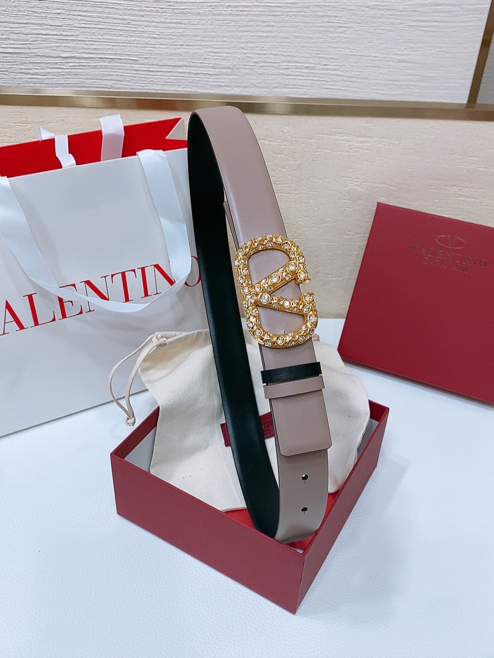 Valentino VLOGO Belt: Signature Design with Striped Oxen Skin, 3 cm Width. - 图片 6