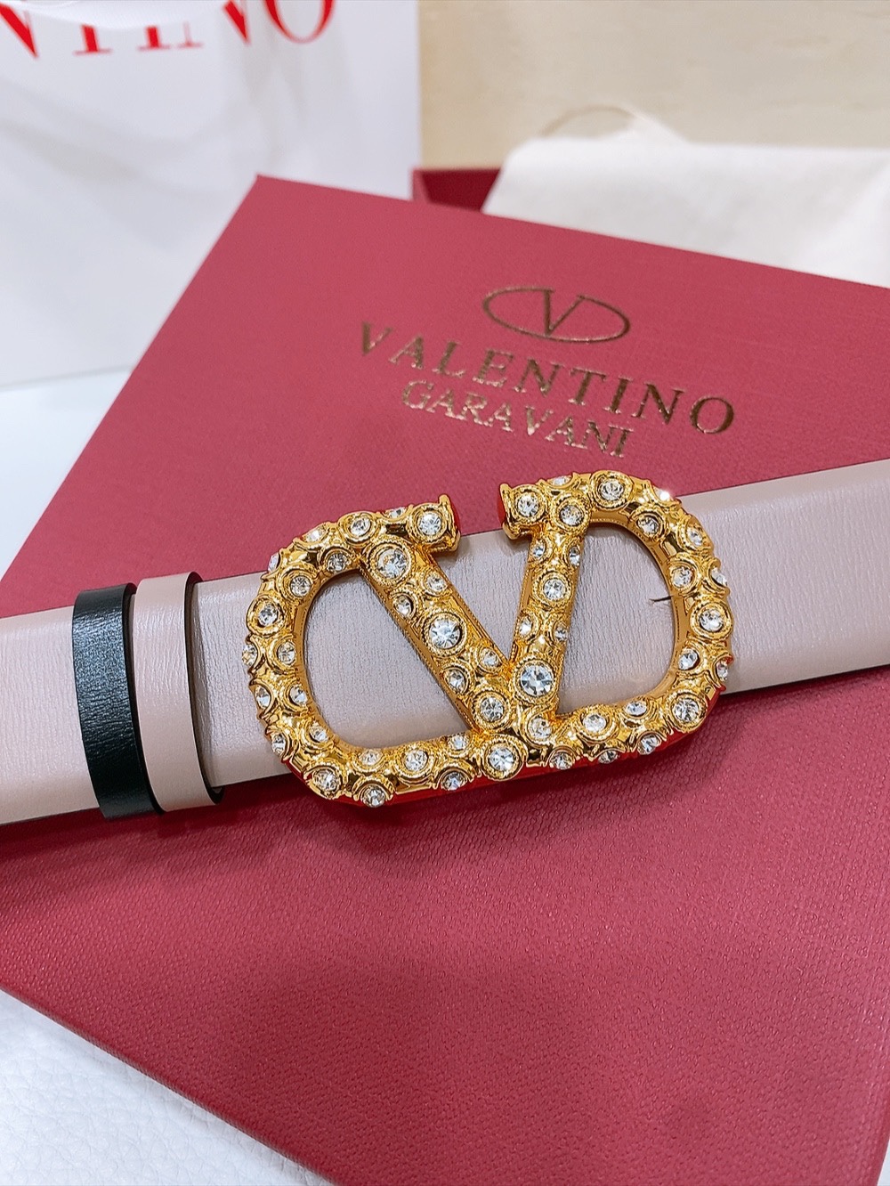 Valentino VLOGO Belt: Signature Design with Striped Oxen Skin, 3 cm Width. - 图片 3