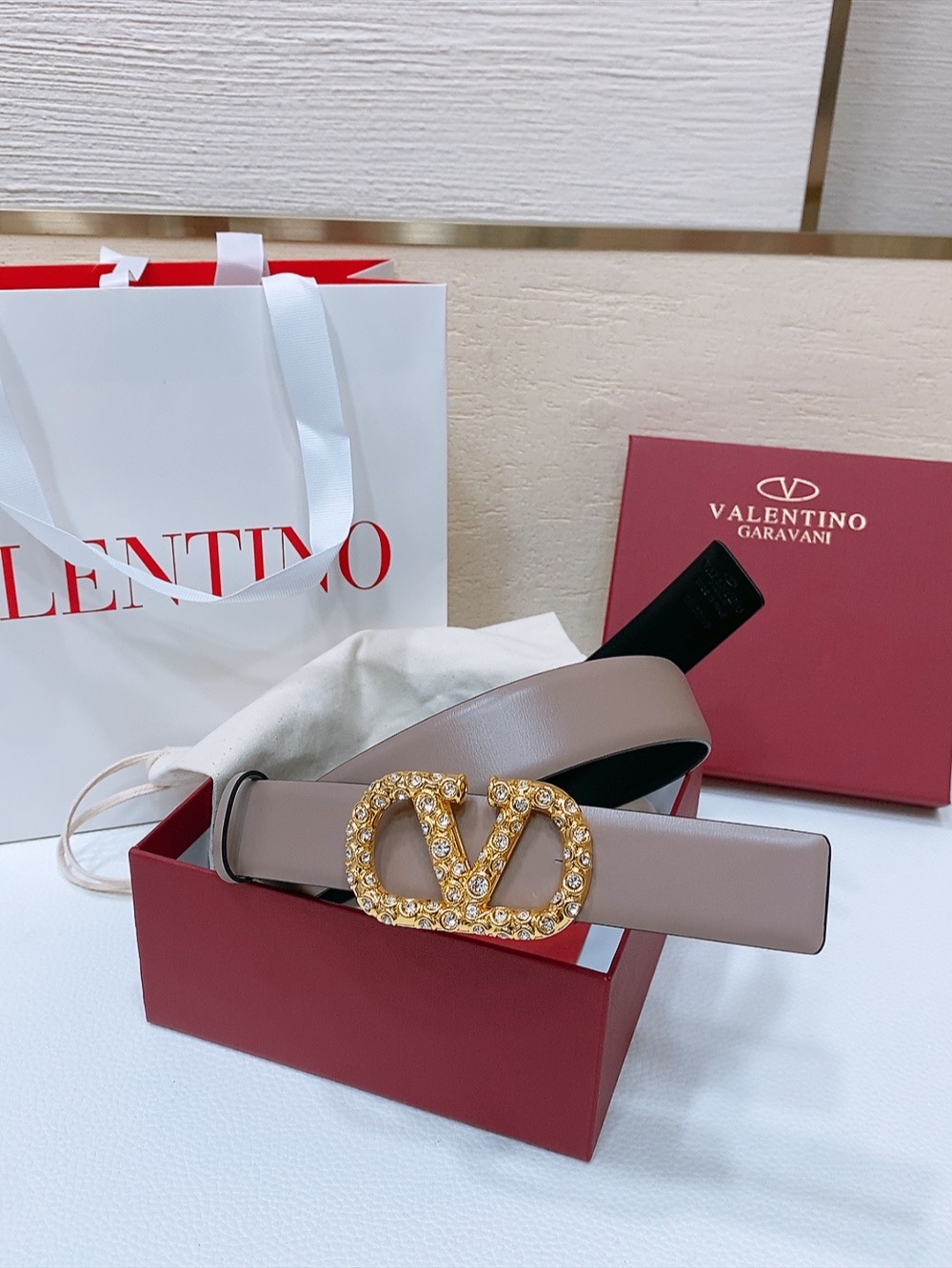 Valentino VLOGO Belt: Signature Design with Striped Oxen Skin, 3 cm Width. - 图片 2