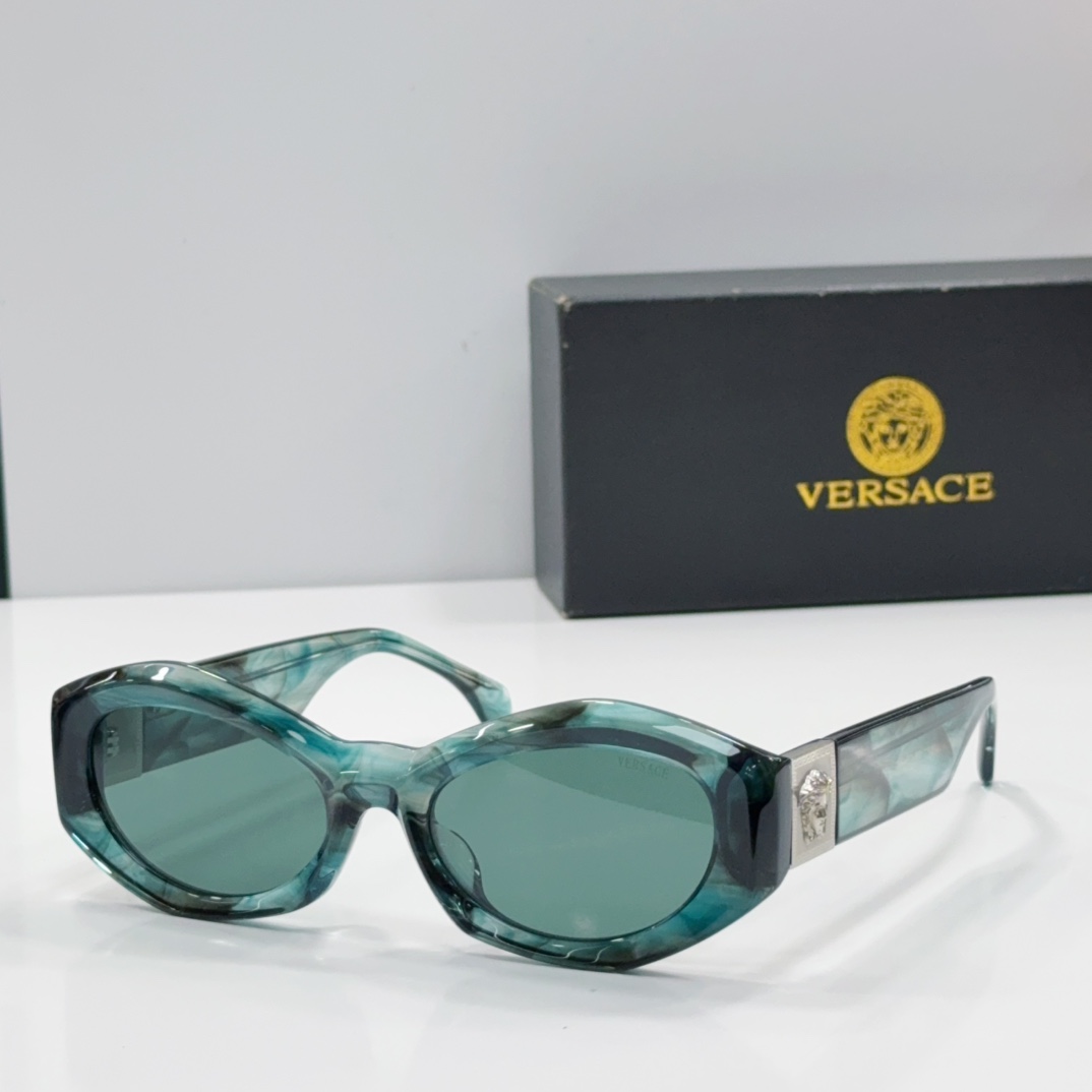 VERSACE Sunglasses Acetate Oval Dark Green