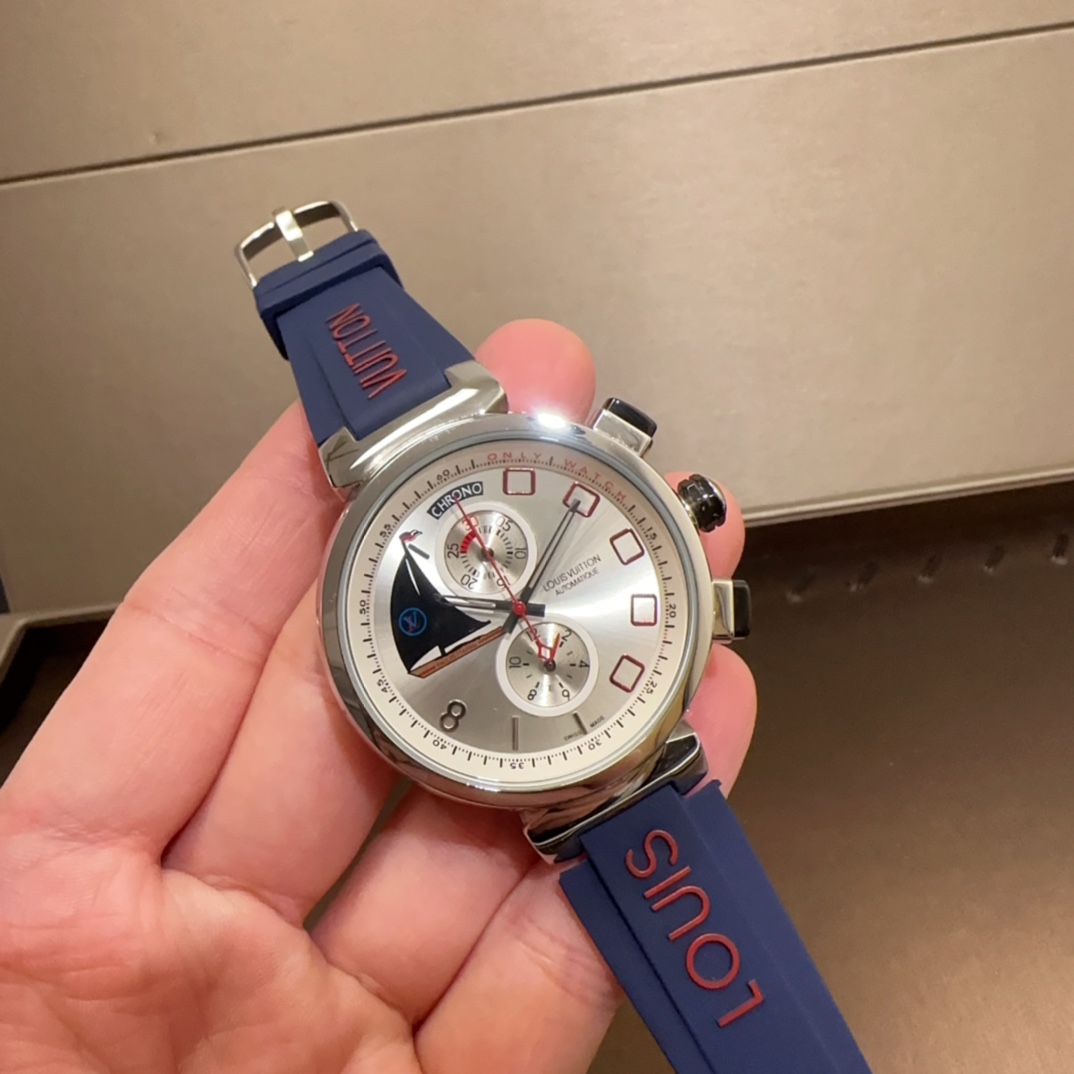 Luxury Louis Vuitton Watch: Japanese Run-System, Nightlight, Stainless Steel, 42mm Size - 图片 3