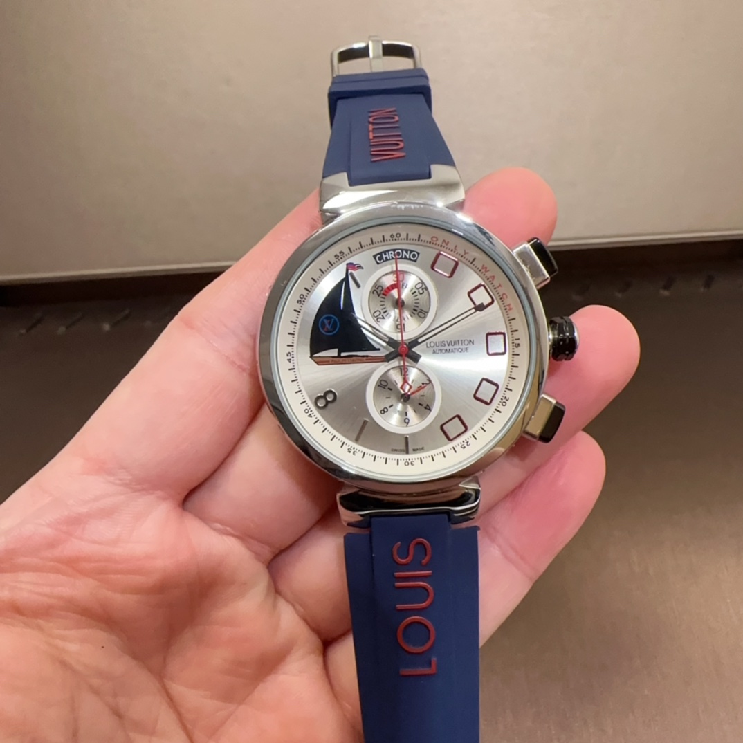 Luxury Louis Vuitton Watch: Japanese Run-System, Nightlight, Stainless Steel, 42mm Size - 图片 5
