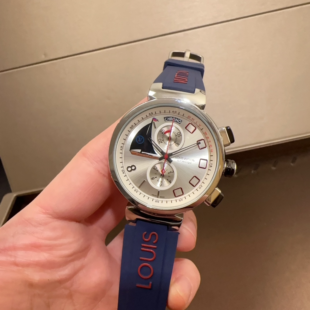 Luxury Louis Vuitton Watch: Japanese Run-System, Nightlight, Stainless Steel, 42mm Size - 图片 2