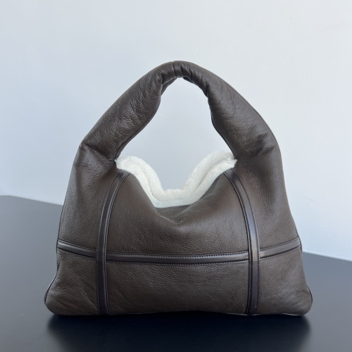 Stylish Brown Leather Hobo Bag with Plush White Lining - Spacious Design 1 Stylish Brown Leather Hobo Bag with Plush White Lining - Spacious Design