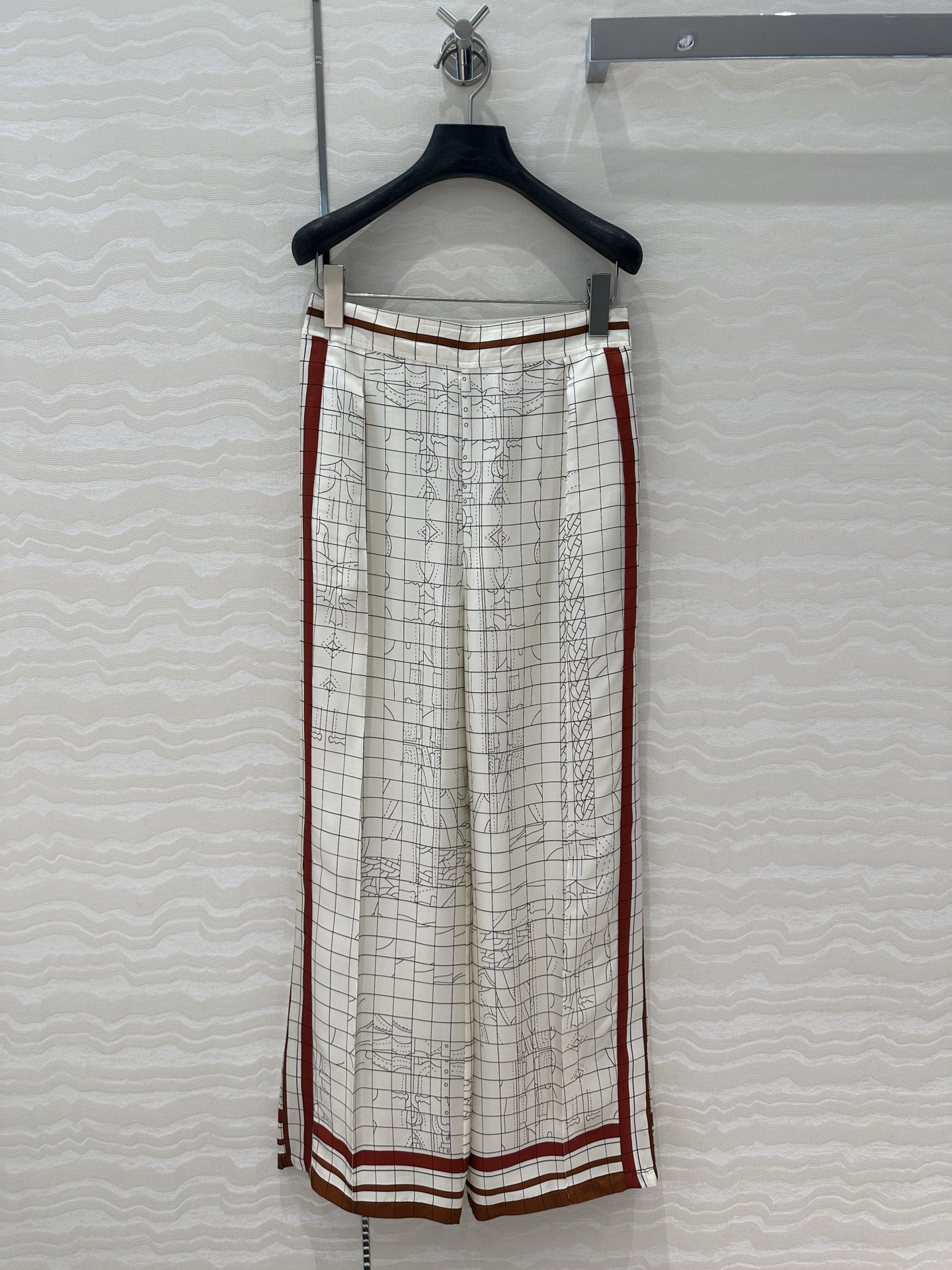 Coach Deja Vu Print Silk Pants Women's Wide Leg Trousers Spring New Arrival