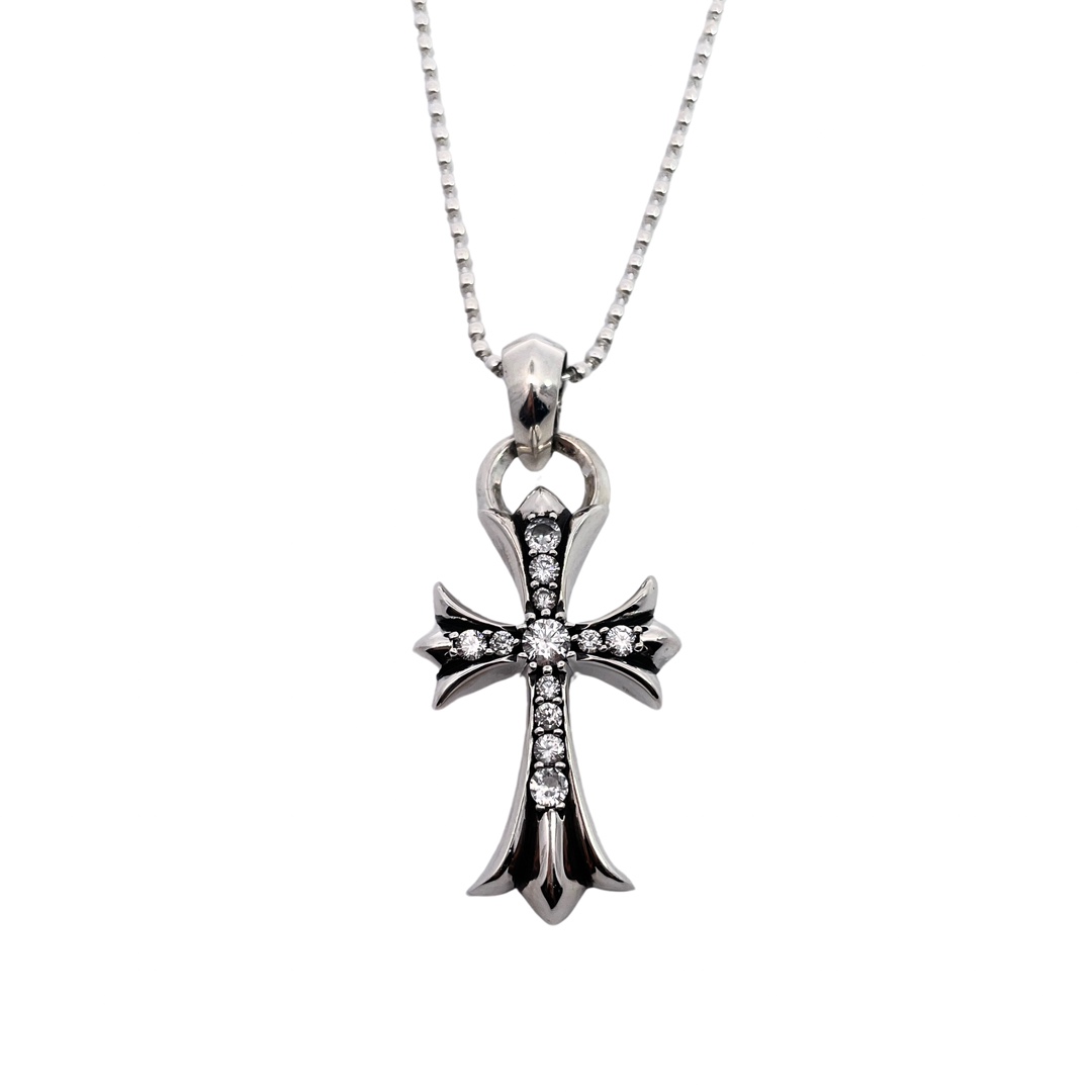 NO:106256,Croxin White diamond water drop cross Sterling silver material Hand-made inlay Cross elements White diamonds with round bead chains Fashion matching, jewelry boutique, chrome hearts, pure silver19860909克罗心 白钻水滴十字架 纯银材质 手工镶嵌 十字架元素 白钻 配圆珠链 时尚搭配,饰品精品,chrome hearts,pure silver,Jewelry