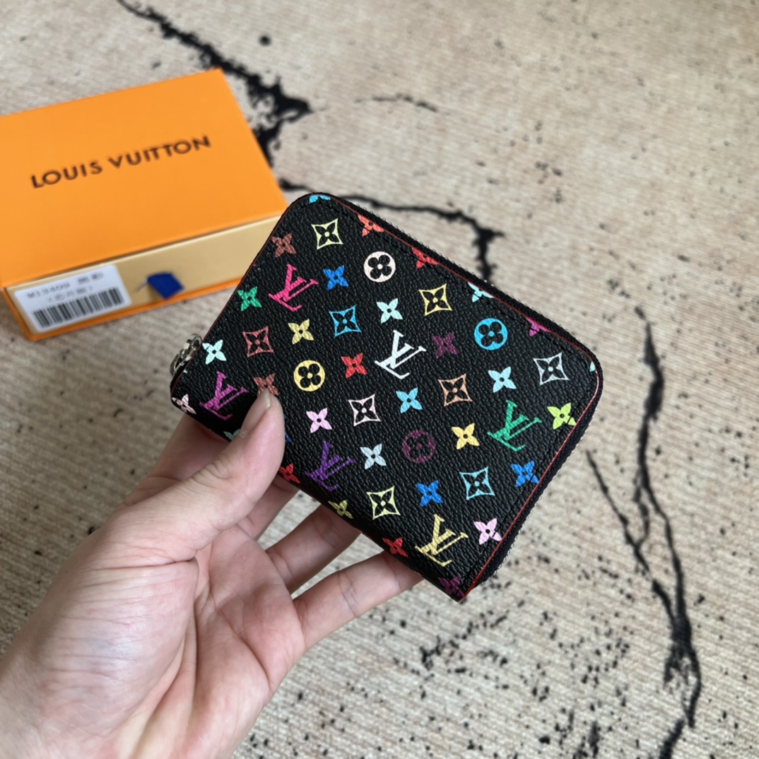 芯片版💕顶级原单 LV x TM Zippy Coin Purse M13409黑彩(三彩-村上隆) 作