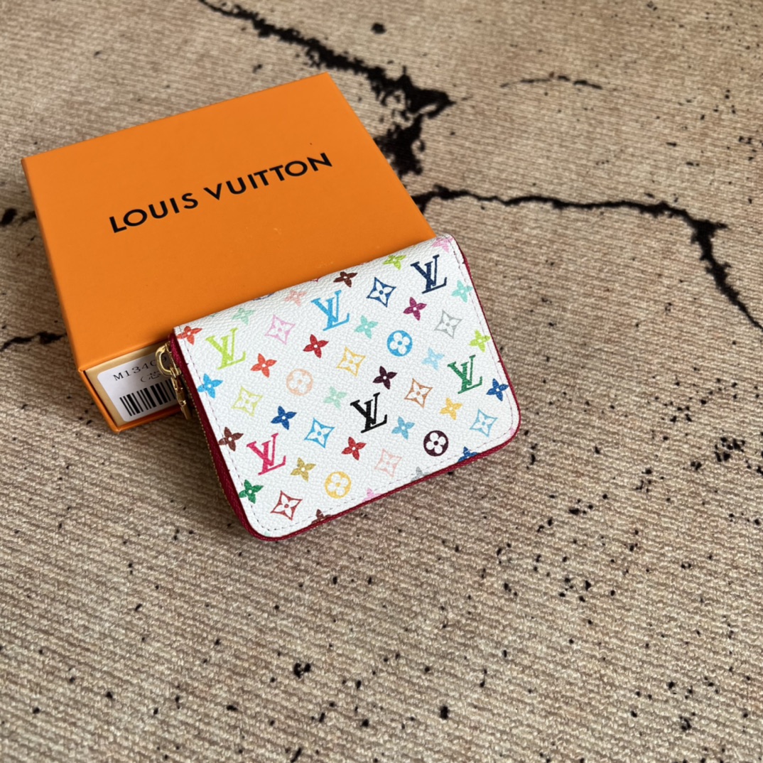  芯片版顶级原单 LV x TM Zippy Coin Purse M13409白彩（三彩-村上隆） 
