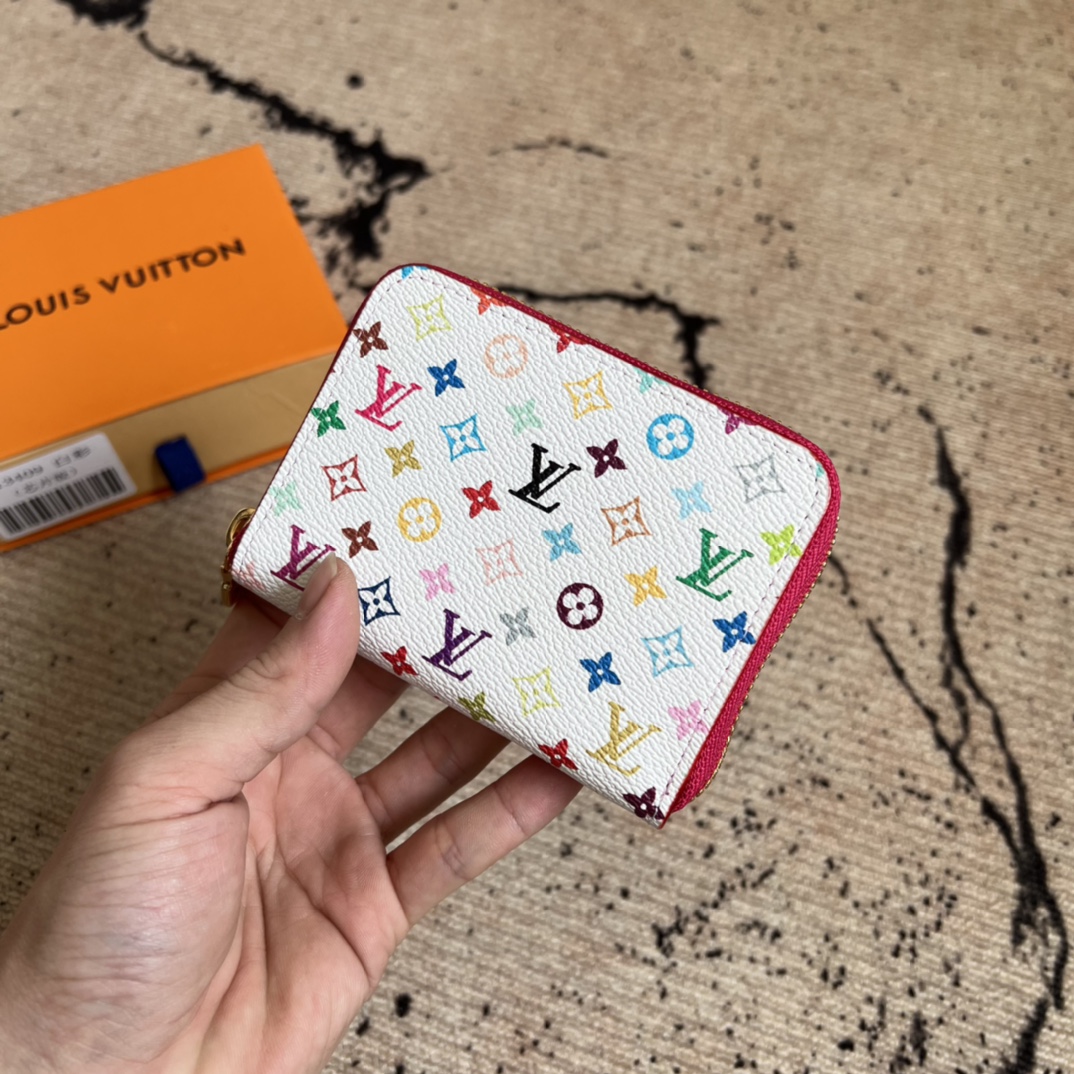  芯片版顶级原单 LV x TM Zippy Coin Purse M13409白彩（三彩-村上隆） 
