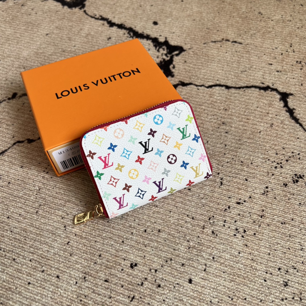  芯片版顶级原单 LV x TM Zippy Coin Purse M13409白彩（三彩-村上隆） 
