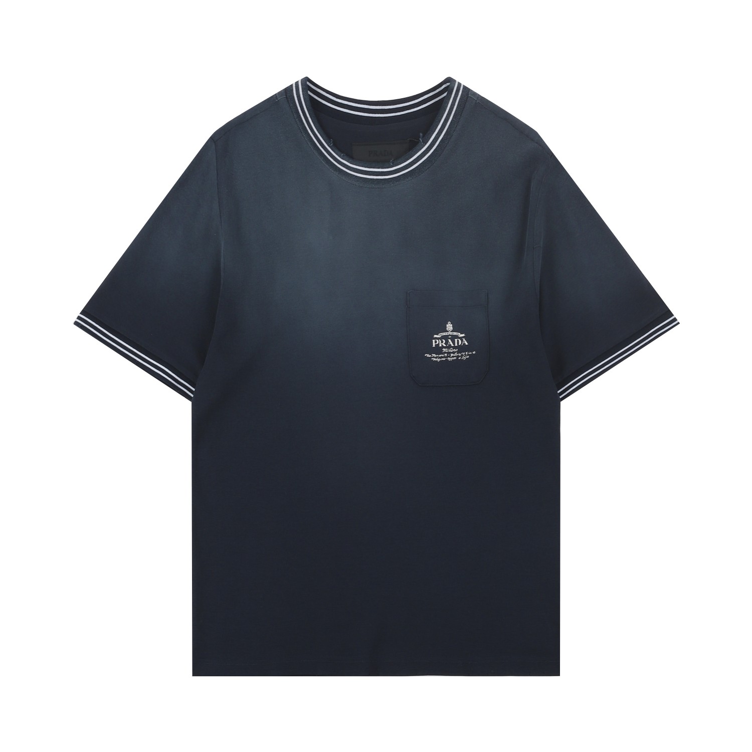 PRAD* 2025SS camiseta de manga corta de nuevo estilo primavera y verano. Después de decolorarse, desgastarse y deshilac…