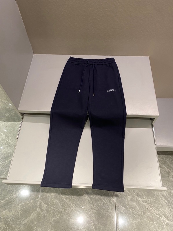 Gucci Clothing Pants & Trousers Blue Dark Printing Unisex Cotton Spring Collection Fashion Casual