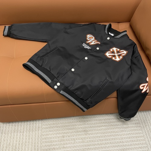 Off-White Embroidered Logo Black Baseball Jacket, Luxury Streetwear Coat 1 Off-White Embroidered Logo Black Baseball Jacket, Luxury Streetwear Coat
