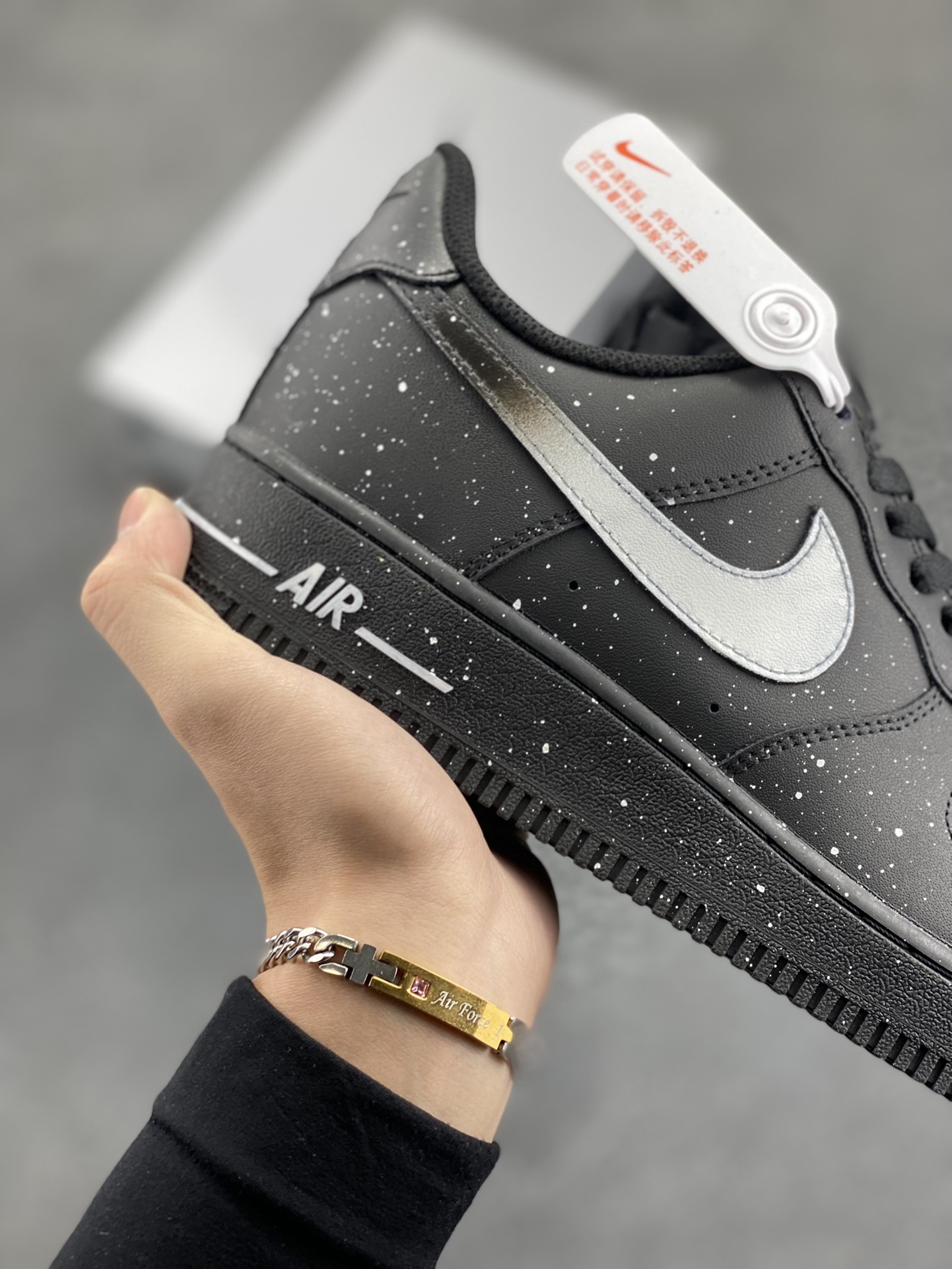 图片[6]-Nike Air Force 1 Low’07 黑泼墨 空军一号低帮休闲板鞋 定制皮料 原厂3D打印 定制鞋盒 原楦原纸板 纯正空军版型 内置全掌气垫 货号：ZH0316-046 尺码：36 36.5 37.5 38 38.5 39 40 40.5 41 42 42.5 43 44 44.5 45-选品中心
