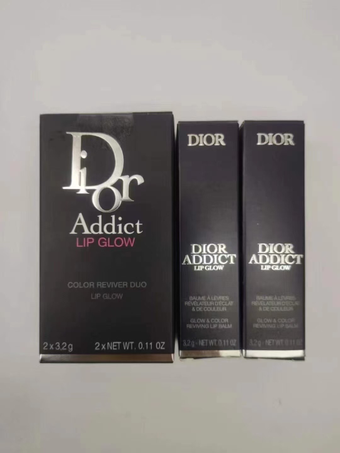 50！ (Nuevo set de 2 bálsamos labiales de color Dior) 🔜3.2g×2. Tonos: 001#, 004#.