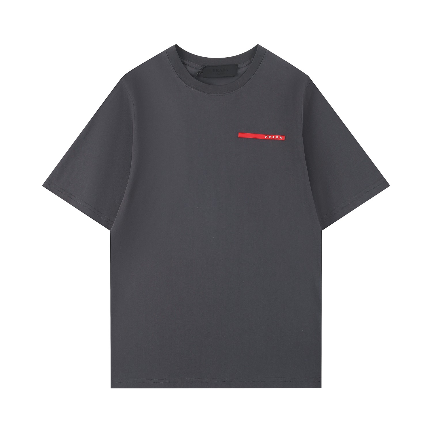PRAD* 2025SS camiseta de manga corta primavera y verano nuevo estilo. Tira de silicona con letras rojas en el pecho, pe…