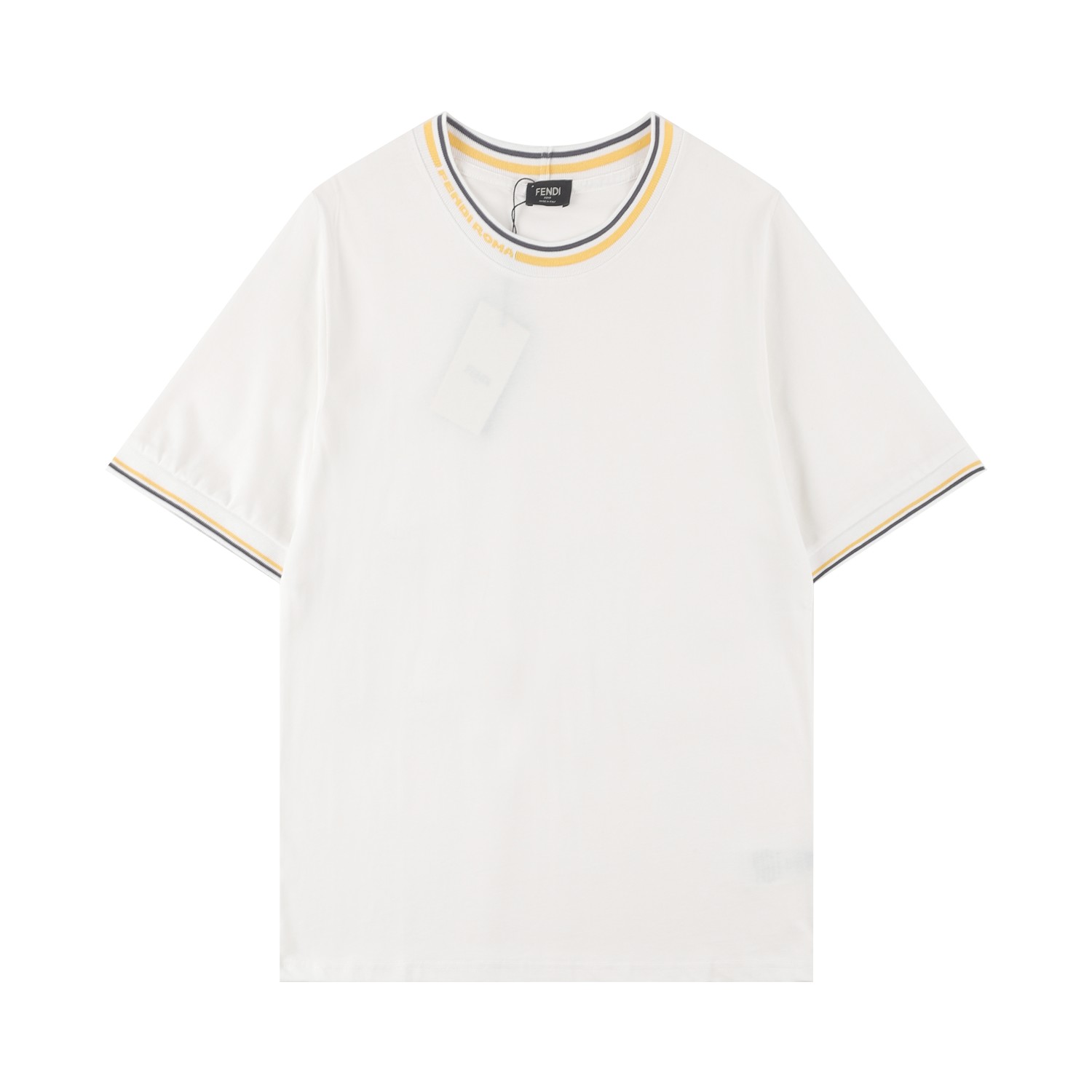 FENDI 2025SS camiseta de manga corta nueva, cuello personalizado de espiral, letras Fendi Roma, detalles perfectos💯, c…
